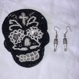 Dia De Los Muertos Skeleton Sliver Drop Earrings 💀